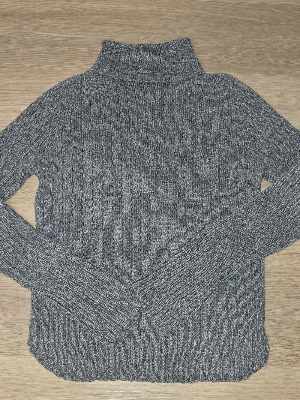 American Eagle Outfitters Gray Ribbed Mock Neck Turtleneck Knit Sweater